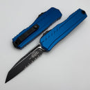 Microtech Cypher II Black Tactical Partial Serrated w/ Blue Handle S/E 1241-2BL