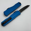 Microtech Cypher II Black Tactical Partial Serrated w/ Blue Handle S/E 1241-2BL