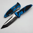 Microtech Socom Elite Auto T/E Black Full Serrated w/ Blue Handles 161A-3BL