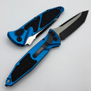 Microtech Socom Elite Auto T/E Black Full Serrated w/ Blue Handles 161A-3BL