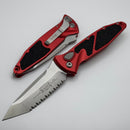 Microtech Socom Elite Auto Red Handles w/ Stonewash T/E Full Serrated 161A-12RD