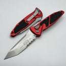 Microtech Socom Elite Auto Red Handles w/ Stonewash T/E Partial Serrated 161A-11RD