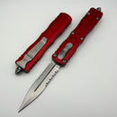 Microtech Dirac Delta Double Edge Stonewash Partial Serrated & Red 227-11RD