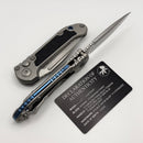 Microtech Marfione Select LUDT Gen III Titanium Textured Inlaid Handles w/ Blue Accents & Stonewash S/E 1135-10MS4