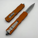 Microtech Dirac Delta D/E Full Serrated Stonewash w/ Orange Tangerine Handles 227-12OT