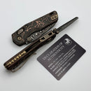Microtech Marfione Select MSI RAM LOK Mini Livewire Carbon Fiber Handles w/ Bronze Accents & Baker Forge Damascus 210M-16MS1