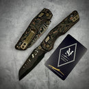Microtech Marfione Select MSI RAM LOK Mini Livewire Carbon Fiber Handles w/ Bronze Accents & Baker Forge Damascus 210M-16MS1