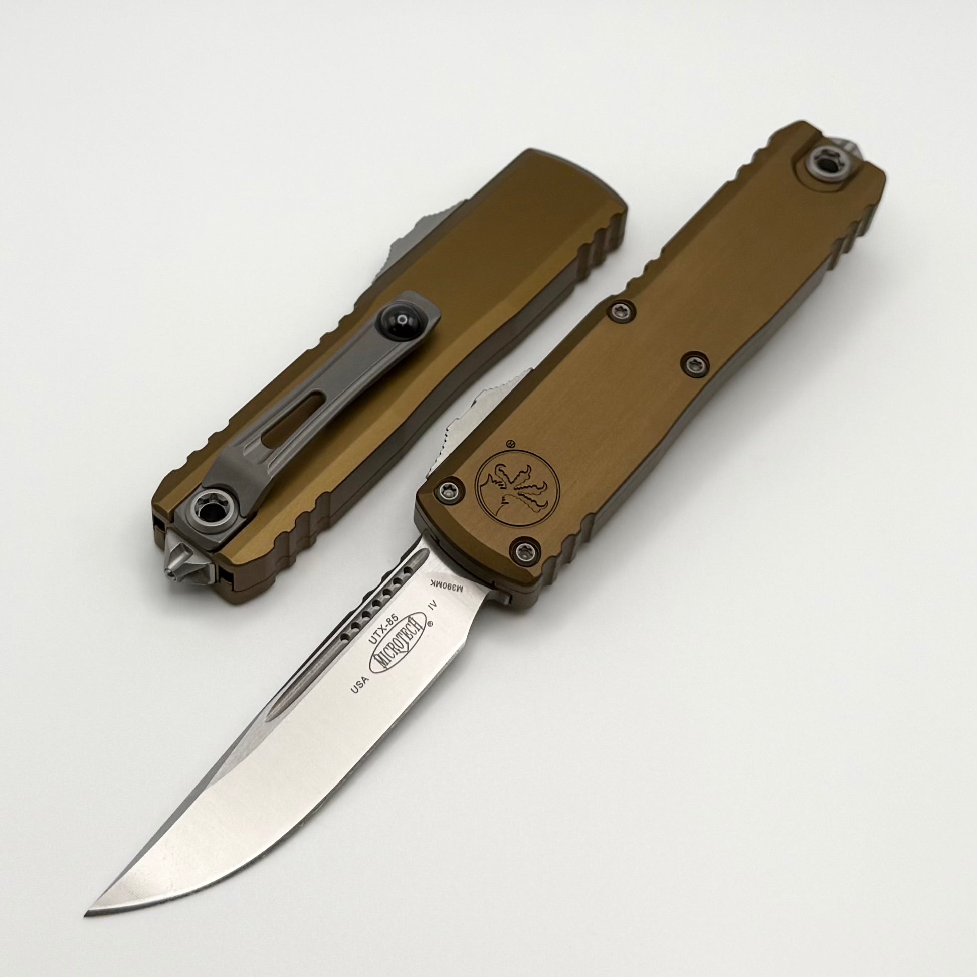 Microtech UTX-85 Gen IV w/ Tan Handle & Stonewash S/E M390MK 12314-10T