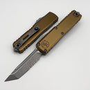 Microtech UTX-85 Gen IV w/ Tan Handle & Apocalyptic Part Serrated T/E M390MK 12334-11APTA