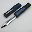 Marfione Custom Atreus w/ Mirror Polish D/E M390MK & Black Aluminum Handle w/ Carbon Fiber & Blue Titanium Accents