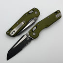 Microtech MSI RAM LOK Mini OD Green Fluted Aluminum Handles w/ Black Part Serrated M390MK 210M-2FLOD