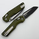 Microtech MSI RAM LOK Mini OD Green Fluted Aluminum Handles w/ Black Part Serrated M390MK 210M-2FLOD