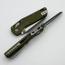 Microtech MSI RAM LOK Mini OD Green Fluted Aluminum Handles w/ Black Part Serrated M390MK 210M-2FLOD