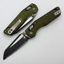 Microtech MSI RAM LOK Mini OD Green Fluted Aluminum Handles w/ Black Full Serrated M390MK 210M-3FLOD