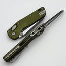 Microtech MSI RAM LOK Mini OD Green Fluted Aluminum Handles w/ Black Full Serrated M390MK 210M-3FLOD