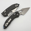 Microtech Marfione Select Manual Stitch RAM LOK Smooth Carbon Fiber Handles & Stonewash M390MK w/ Blue Accents 169RL-10MS8