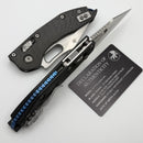 Microtech Marfione Select Manual Stitch RAM LOK Smooth Carbon Fiber Handles & Stonewash M390MK w/ Blue Accents 169RL-10MS8
