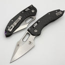 Microtech Marfione Select Manual Stitch RAM LOK Smooth Carbon Fiber Handles & Stonewash M390MK w/ Purple Accents 169RL-10MS9