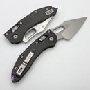 Microtech Marfione Select Manual Stitch RAM LOK Smooth Carbon Fiber Handles & Stonewash M390MK w/ Purple Accents 169RL-10MS9