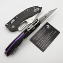 Microtech Marfione Select Manual Stitch RAM LOK Smooth Carbon Fiber Handles & Stonewash M390MK w/ Purple Accents 169RL-10MS9