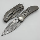 Yan Knives Chevron - Titanium Handles w/ Monochrome ZircuTi Accents & Grabak Damasteel