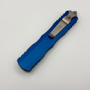 Microtech Dirac Delta Stonewash D/E w/ Blue Handle 227-10BL