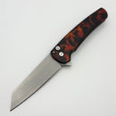 Pro-Tech Malibu Del Fuego Handle & Stonewash MagnaCut Reverse Tanto w/ Black Lip Pearl Button 5401-DF (Consignment)
