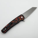 Pro-Tech Malibu Del Fuego Handle & Stonewash MagnaCut Reverse Tanto w/ Black Lip Pearl Button 5401-DF (Consignment)