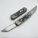 Yan Knives EMW East Meets West White Storm Fat Carbon/Titanium Dual Front Flipper w/ M390 Drop Point & Tanto Blades