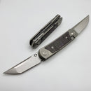 Yan Knives EMW East Meets West Purple Haze Fat Carbon Dual Front Flipper w/ M390 Drop Point & Tanto Blades