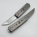 Yan Knives EMW East Meets West Speedhole Titanium Dual Front Flipper w/ M390 Hand Satin Drop Point & Tanto Blades