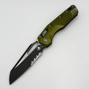 Factory Blem Microtech Knives MSI RAM LOK OD Green Aluminum Frag Handles & Part Serrated Two Tone Black M390MK 210-2FROD