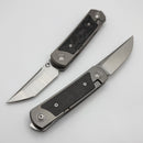 Yan Knives EMW East Meets West Black Camo Fat Carbon Fat Carbon/Titanium Dual Front Flipper w/ M390 Drop Point & Tanto Blades