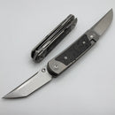 Yan Knives EMW East Meets West Black Camo Fat Carbon Fat Carbon/Titanium Dual Front Flipper w/ M390 Drop Point & Tanto Blades