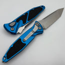 Microtech Socom Elite Auto Stonewash T/E Full Serrated w/ Blue Handle 161A-12BL