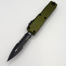 Factory Blem Microtech UTX-85 Gen IV w/ OD Green Handle & Black D/E Part Serrated M390MK 12324-2OD