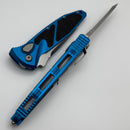 Microtech Socom Elite Auto Stonewash T/E Full Serrated w/ Blue Handle 161A-12BL