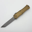 Factory Blem Microtech Knives Mini Hera T/E Apocalyptic M390MK w/ Tan Handle 1704M-10APTA