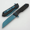 Heretic Knives M/A Jinn Flipper w/ Carbon Fiber Handles & Metallic Teal MagnaCut H213-MT-CF