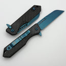 Heretic Knives M/A Jinn Flipper w/ Carbon Fiber Handles & Metallic Teal MagnaCut H213-MT-CF