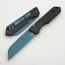 Heretic Knives Auto Jinn w/ Carbon Fiber Handles & Metallic Teal MagnaCut H113-MT-CF