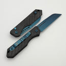Heretic Knives Auto Jinn w/ Carbon Fiber Handles & Metallic Teal MagnaCut H113-MT-CF