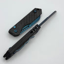 Heretic Knives Auto Jinn w/ Carbon Fiber Handles & Metallic Teal MagnaCut H113-MT-CF