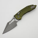 Factory Blem Microtech Knives Manual M-Stitch RAM LOK OD Green Frag Aluminum Handles & Apocalyptic M390MK 169MRL-10APFROD