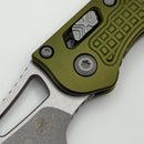 Factory Blem Microtech Knives Manual M-Stitch RAM LOK OD Green Frag Aluminum Handles & Apocalyptic M390MK 169MRL-10APFROD