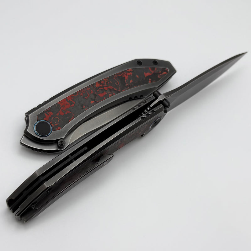 We Knife Winsome Titanium Handles w/ Lava Flow Carbon Fiber Inlays & Polished Gray M390 WE23092-4