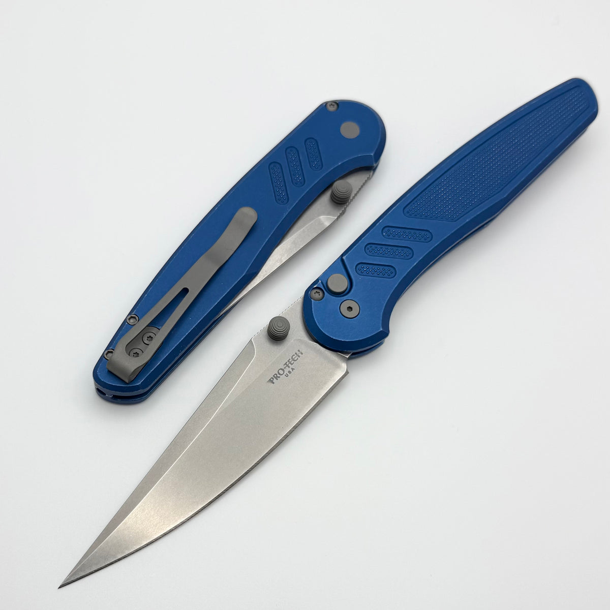 Pro-Tech Avalon Peace Neighbor w/ Battleworn Knurled Blue Aluminum Han