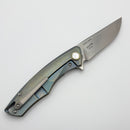 Bestech Dolphin Green/Blue Titanium Handles w/ Stonewash S35VN (Consignment)