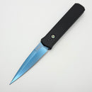 Pro-Tech Godfather Black Handle w/ Abalone Button & Satin Sapphire Blue 154-CM Blade 921 SB (Consignment)