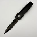 Pre-Owned Microtech Luminary D/E Full Serrated DLC Shadow w/ Tritium Inlaid Slider Signature Series 1270-3DLCTSH